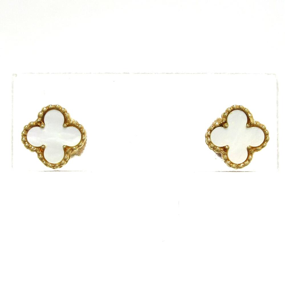 Van Cleef & Arpels Sweet Alhambra Earrings 18K Yellow Gold Mother of Pearl